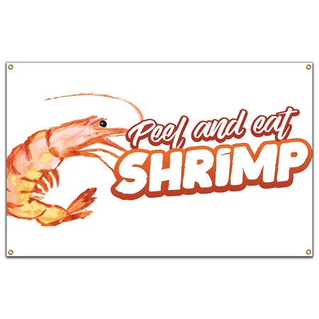 Peel And Eat Shrimp Banner Concession Stand Food Truck Single Sided